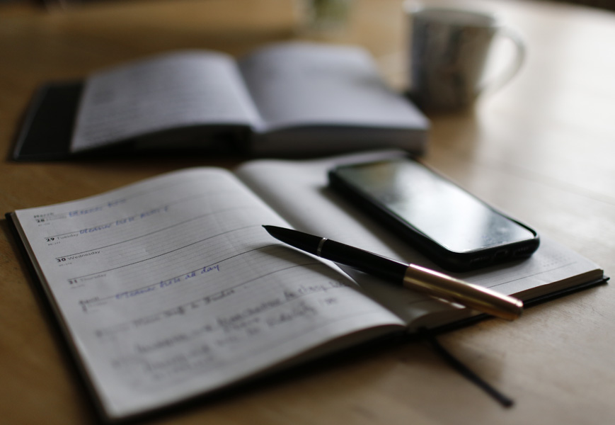 Picture of diary and phone